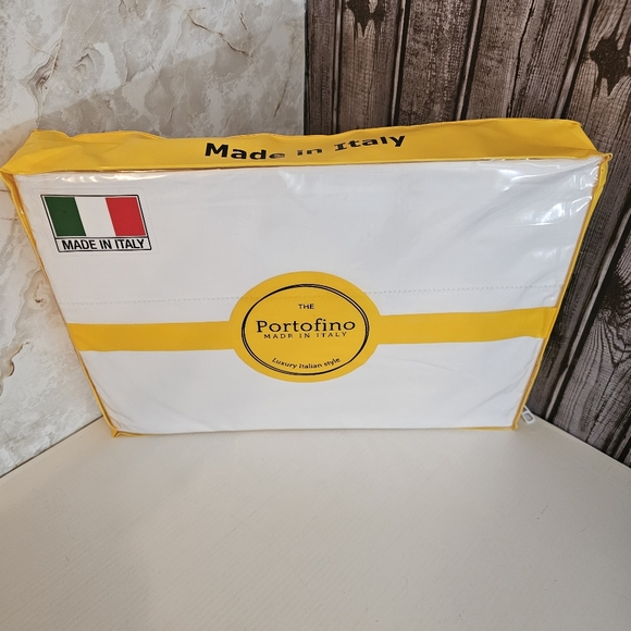 Portofino Luxury Italian King Sheet Set White Cotton - Picture 3 of 12